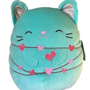 Squishmallows Charisma Mint Cat 12 Inch Heart String Lights 2024 Plushy NWT